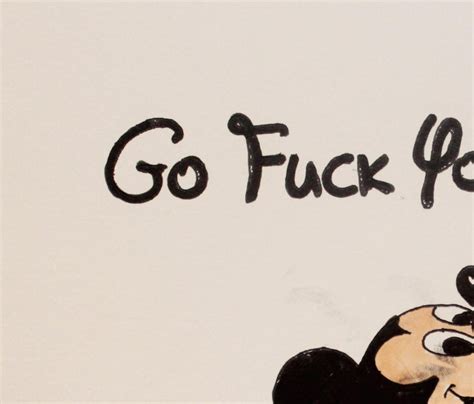 tal booker go fuck yourself original pen color color pencil on paper mickey mouse signed at