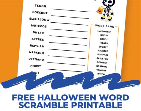 Free Halloween Word Scramble Printable For Kids And Next Comes L