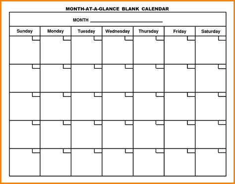Blank Fill In Calendar Templates Blank Monthly Calendar Template