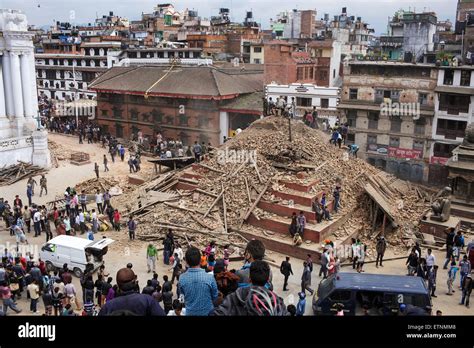 Destruction And Rescue Work At Durban Square On The Earthquake Day Kathmandu Nepal 25 April