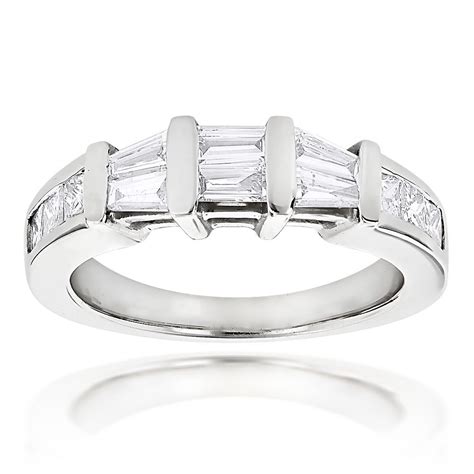 Asscher cut princess blue sapphire 5 stone fashion wedding band pave set diamonds 18k white gold. Baguette and Princess Cut Diamond Wedding Band for Women 0 ...