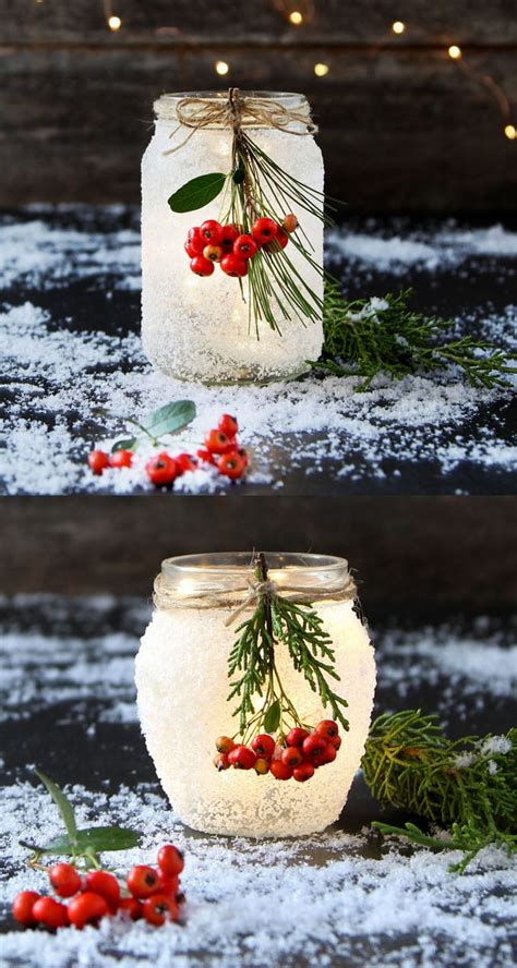 5 Minute Diy Snow Frosted Mason Jar Decorations Magical