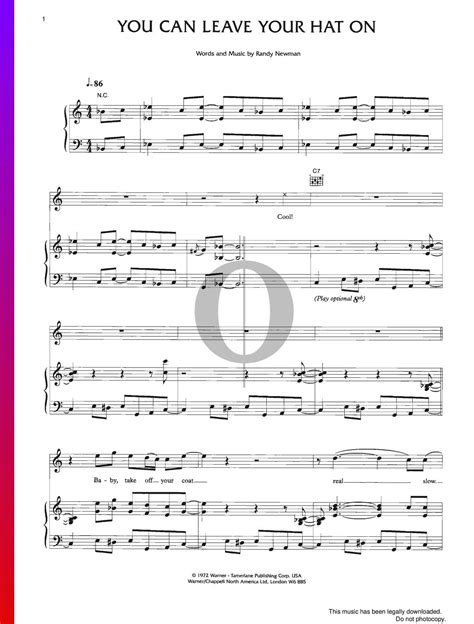 You Can Leave Your Hat On By Joe Cocker Piano Sheet Music Sheet Music Piano Sheet Music