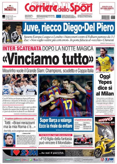 Journal Corriere Dello Sport Italie Les Unes Des Journaux De Italie