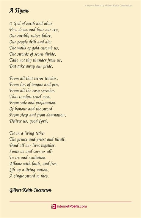 A Hymn Poem By Gilbert Keith Chesterton