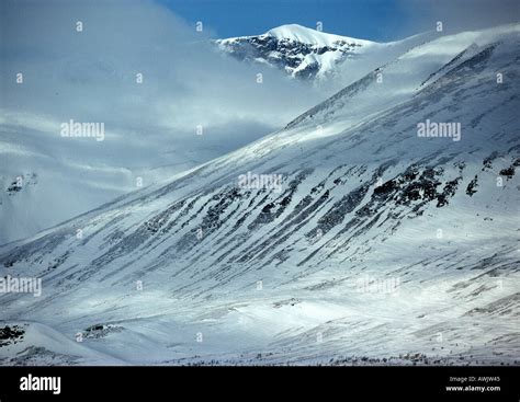 Sweden Snow Covered Mountains Close Up Stock Photo Alamy