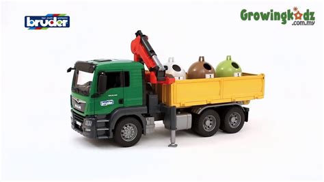 Bruder 03753 Man Tgs Truck With 3 Glass Recycling Container Bottles