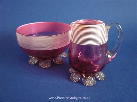 Premier Antiques Stevens And Williams Threaded Cranberry Glass