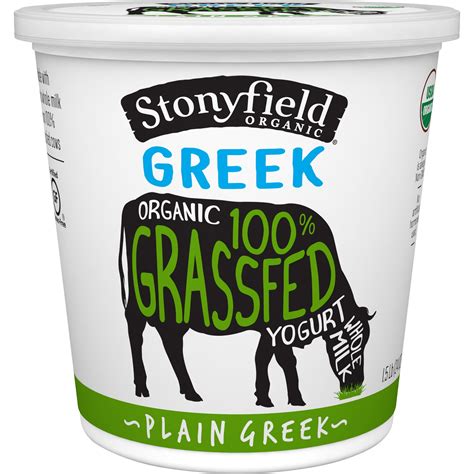 Stonyfield Organic 100 Grassfed Plain Greek Whole Milk Yogurt 24 Oz