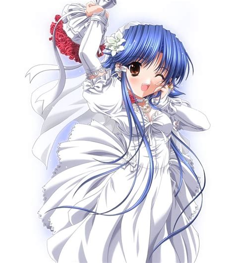 Miyama Zero Katsuragi Kao Princess Bride 1girl Blue Hair Dress