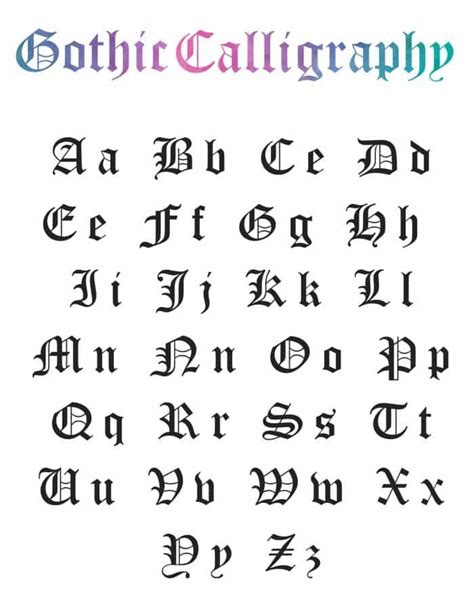 Free Printable Gothic Calligraphy Alphabet Freebie Finding Mom
