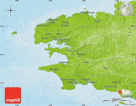 Physical Map Of Finistere