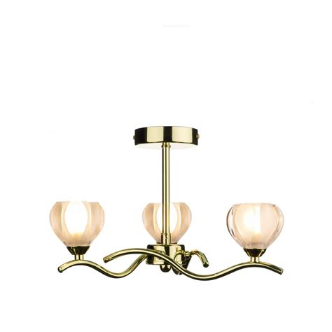 Glass can be clear or frosted. Dar Lighting Cynthia CYN0340 Polished Brass 3 Light Semi ...