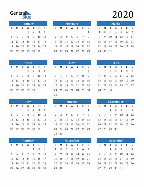 Free 2020 Calendars In Pdf Word Excel