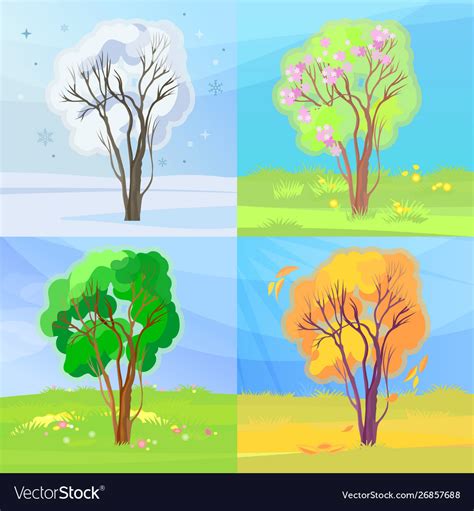 Four Seasons Banners Winter Spring Summer And Vector Image