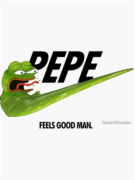 Nike Pepe Feels Good Man Sticker By Genieofsweden Redbubble
