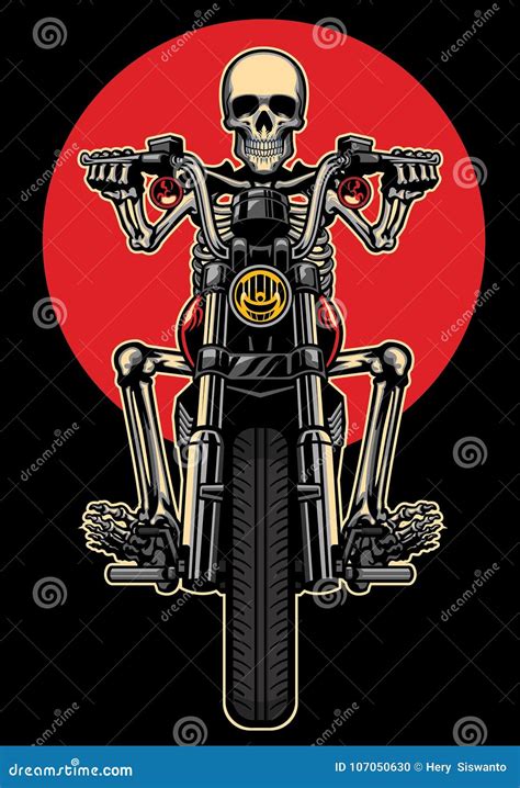 Skull Riding Motorcycle Stock Vector Illustration Of Macho 107050630