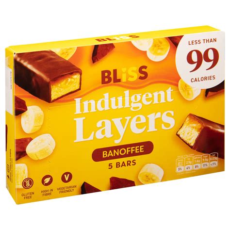 Bliss Indulgent Layers Banoffee Bars 5pk Low Calorie Chocolate Bars Bandm