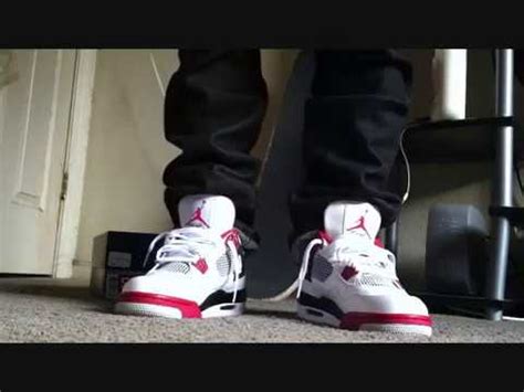 Air jordan 1 royal toe review & on feet! Jordan 4 Fire Red On Feet - YouTube