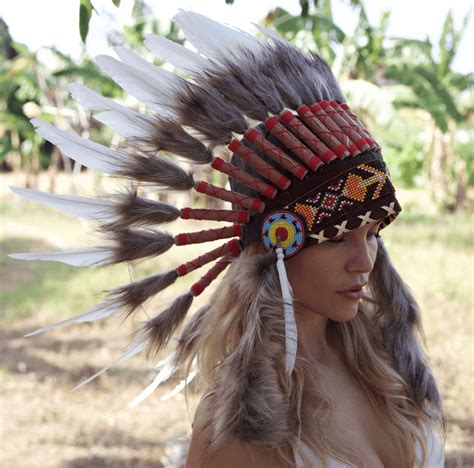 White Indian Chief Headdress 65cm Indian Headdress Novum Crafts