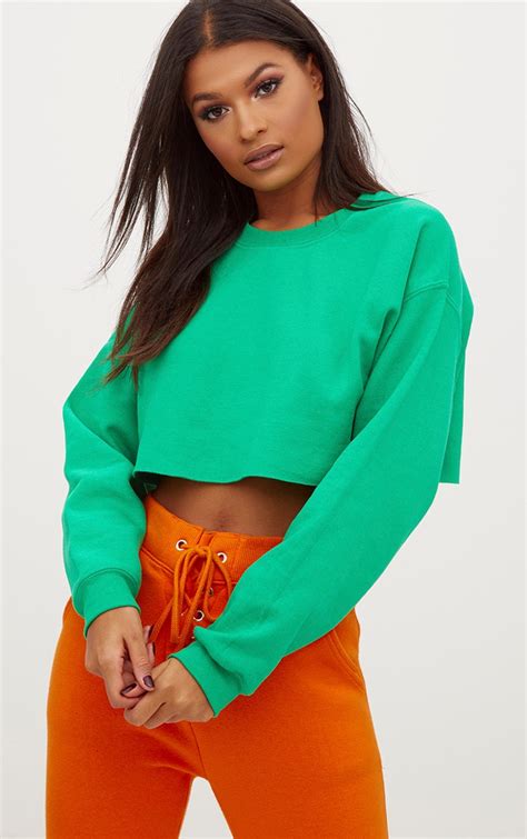 Jade Green Ultimate Cropped Sweater Tops Prettylittlething