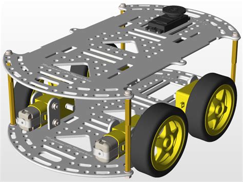 4wd Smart Car Chassis Robot Kit 3d Cad Model Library Grabcad
