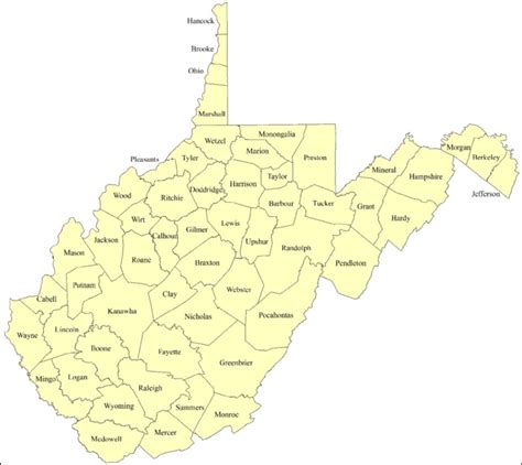 Map Of West Virginia Counties Download Scientific Diagram