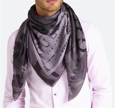 Foulard Guess In Poliestere, Stampa Camouflage Grey ...