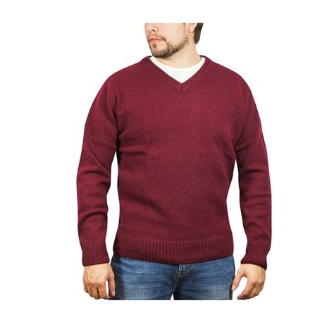 100 Shetland Wool V Neck Knit Jumper Pullover Mens Sweater Knitted S