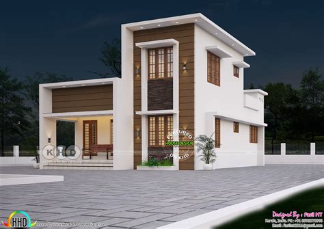 1200 Sq Ft Kerala House Plans Contemporary Elevations Minimalis Lantai