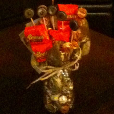 My Very 1st Rustic Reeses Bouquet In A Mason Jar For My Husband On