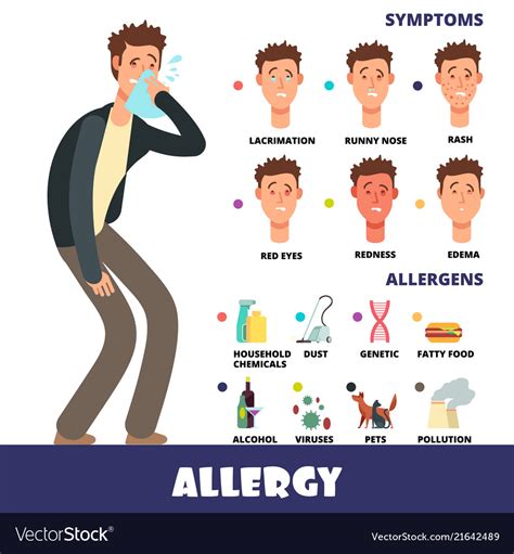 Cartoon Stye Allergy Infographics Royalty Free Vector Image