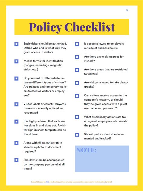 Workplace Visitor Policy Checklist