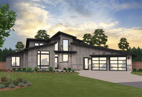Soure Point House Plan Modern Two Story Home Design W2 Car Garage
