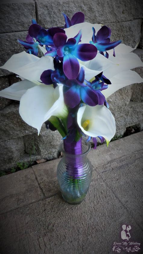 dress my wedding calla lily and galaxy orchid bouquet