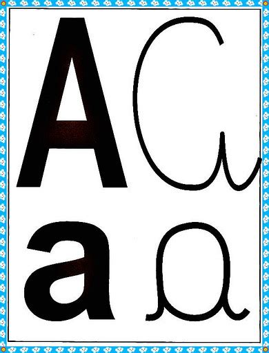 Cartazes Alfabeto Quatro Tipos De Letras Com Borda Azul EspaÇo Educar