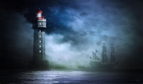 Dreamy Lighthouse Painting By Bruno Haver Fine Art America