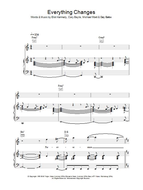 Everything Changes Sheet Music Take That Piano Vocal And Guitar Chords
