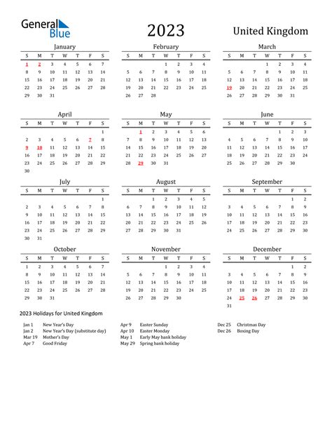 2023 Calendar Uk With Bank Holidays Printable Irs Free File 2022