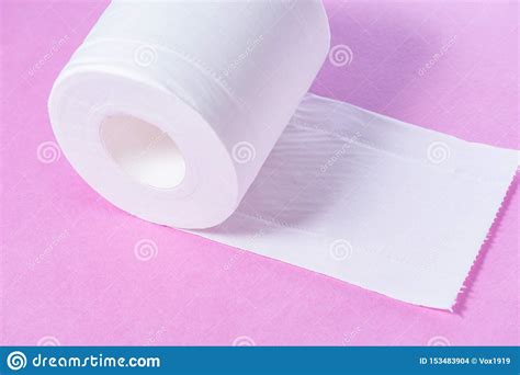 Eco Friendly White Toilet Paper On A Pink Background Close Up Stock