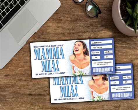 printable mamma mia broadway surprise ticket editable musical etsy