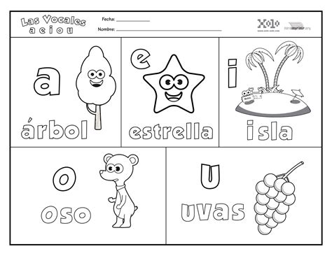Vocales Para Colorear Dibujos Para Preescolar Vocales Para Niños