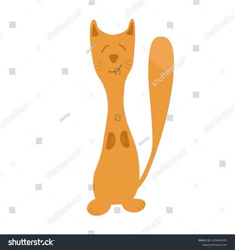 Cute Smiling Ginger Cat That Sits Stock Vector Royalty Free