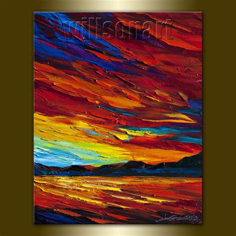Original Seascape Painting Sunset Over The Sea Oil By Willsonart