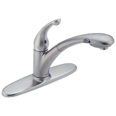 Delta kitchen and laundry faucets. Delta Signature Arctic Stainless 1-Handle Deck Mount Pull ...