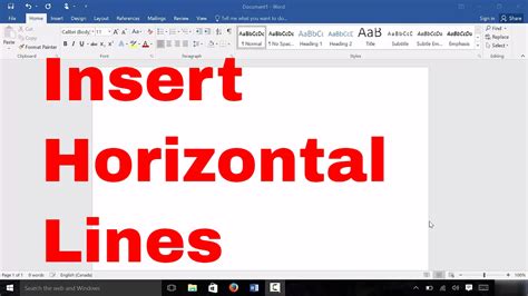 How To Insert Horizontal Lines In Microsoft Word Easy Tutorial Youtube