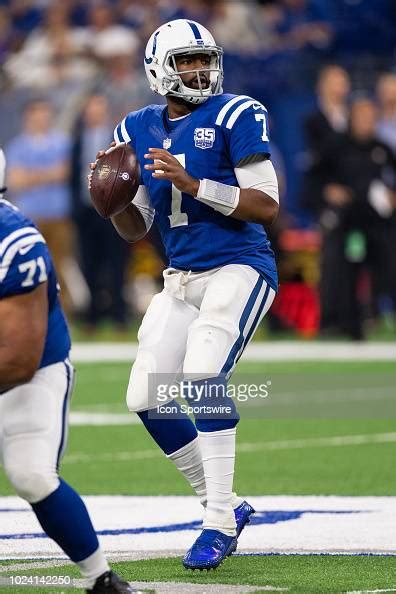 Indianapolis Colts Quarterback Jacoby Brissett Looks Downfield During