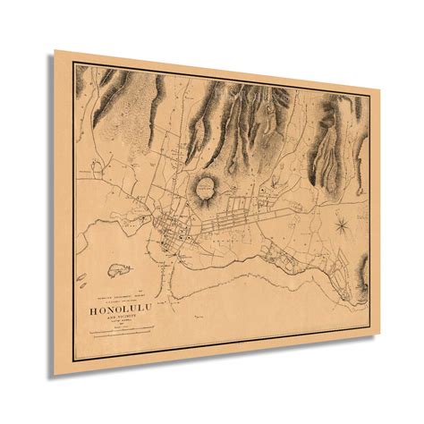 Buy Historix Vintage 1887 Honolulu Hawaii Map Poster 18x24 Inch