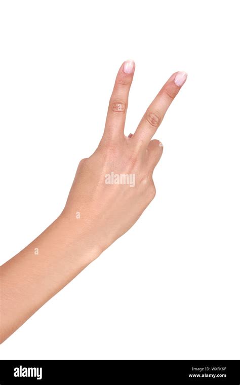 Girl Holding Up Two Fingers Cut Out Stock Images And Pictures Alamy