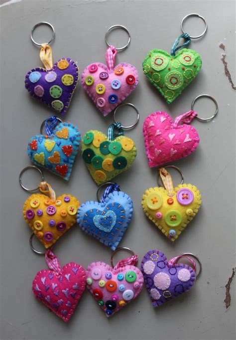 Heart Keychain Key Ring Handmade T Idea Felt Party Favours Etsy